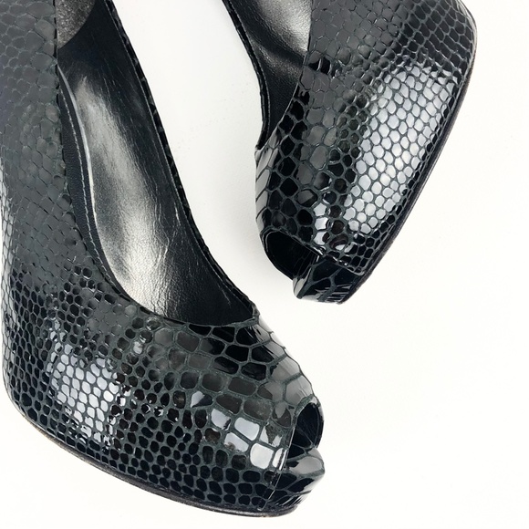 Stuart Weitzman Plainfield Snake-Embossed Peep-Toe Pump - Picture 7 of 16